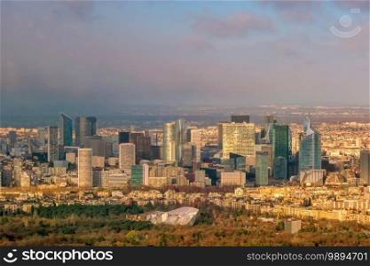 Skyline of Paris in France from top view
