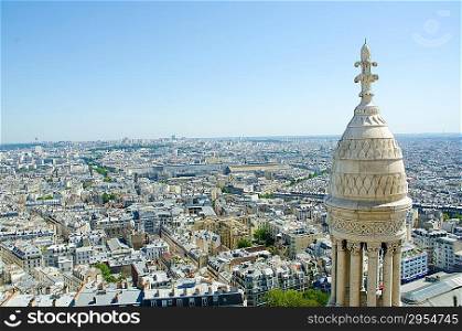 Skyline of Paris on bright summer day