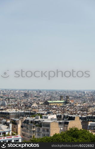 Skyline of Paris on bright summer day