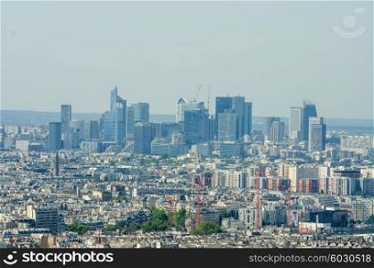 Skyline of Paris on bright summer day