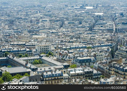 Skyline of Paris on bright summer day