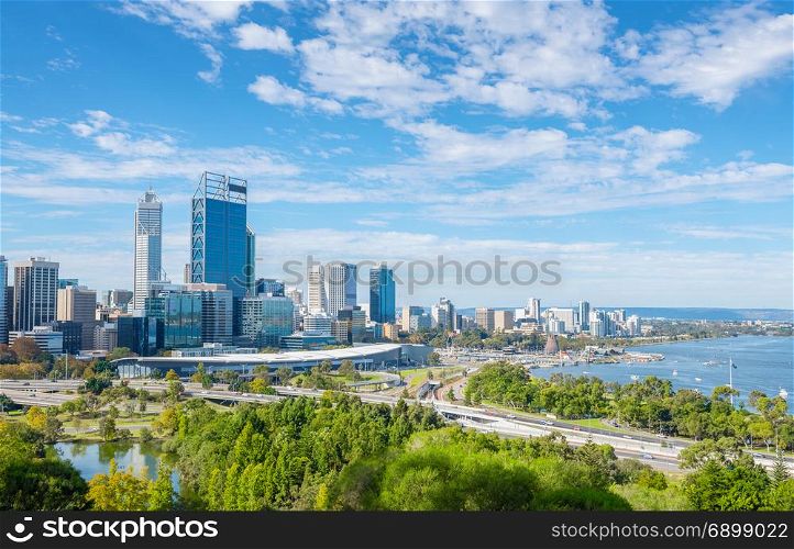 skyline of Perth with city central business district at the noon