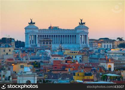 Skyline of Rome with Altar of the Fatherland. Italy