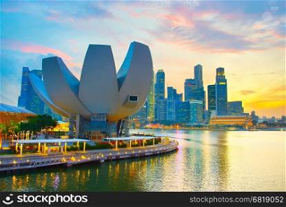 Skyline of Singapore in the beautiful twilight