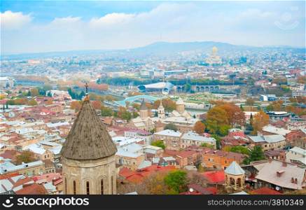 Skyline of Tbilisi, Georgia. Aerial view&#xA;