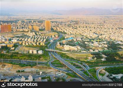 Skyline of Tehran. View from Milad Tower. Iran