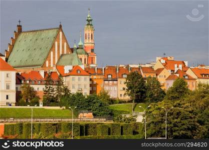 Skyline of the Old Town in Warsaw, Poland.