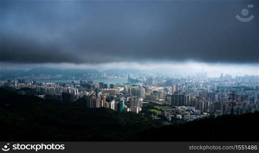 Skyline of urban architectural landscape in Hong Kong, cityscape view of Hong Kong. .