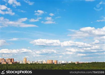 skyline with white clouds in spring blue sky