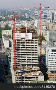 Skyscraper under construction in Warsaw, Poland