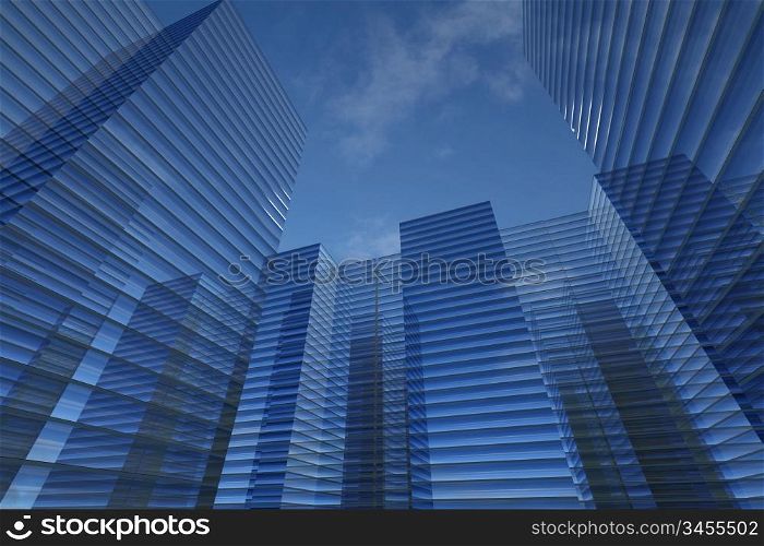 skyscrapers 3d in sky business concept