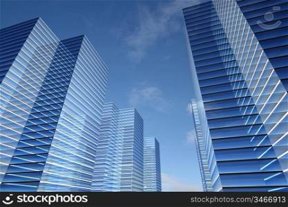 skyscrapers 3d in sky business concept