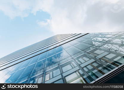 Skyscrapers against blue sky. Beautiful skyscrapers against the sky. View of skyscrapers from below