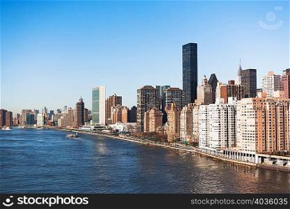 Skyscrapers and buildings along Hudson River in New York City, USA