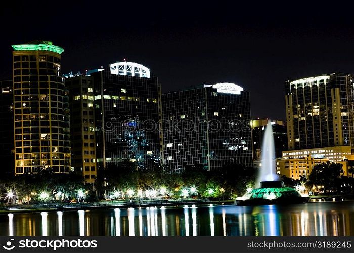 Skyscrapers at night, Orlando, Florida, USA