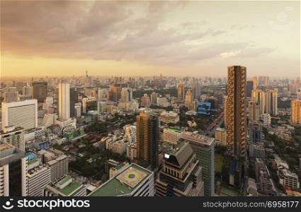 Skyscrapers at Sunset in Bangkok, Thailand