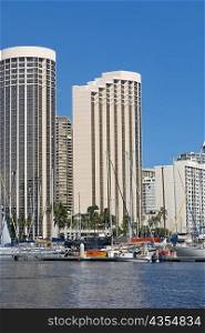 Skyscrapers at the waterfront, Honolulu, Oahu, Hawaii Islands, USA