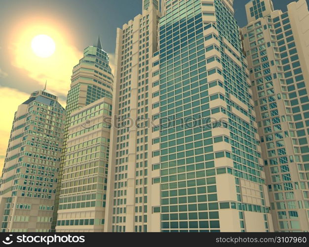 Skyscrapers. Background. 3d