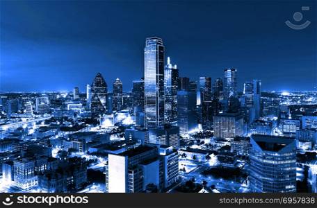 Skyscrapers, City of Dallas at night, Texas, USA