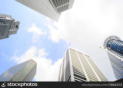 Skyscrapers highrise to the sky in Singapore downtown