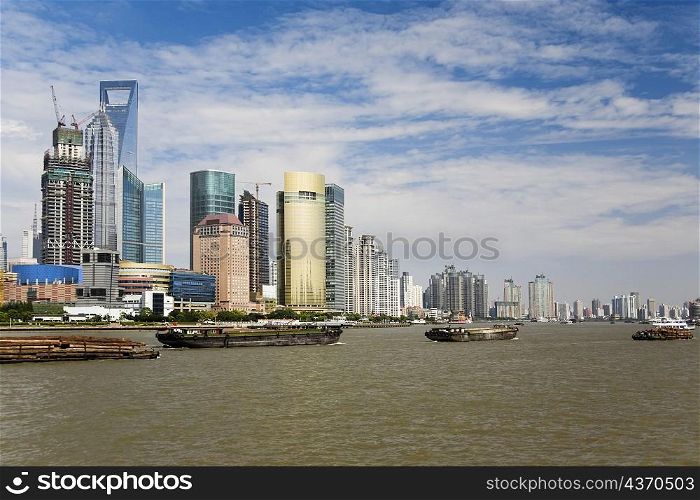 Skyscrapers in a city, Lujiazui, The Bund, Shanghai, China