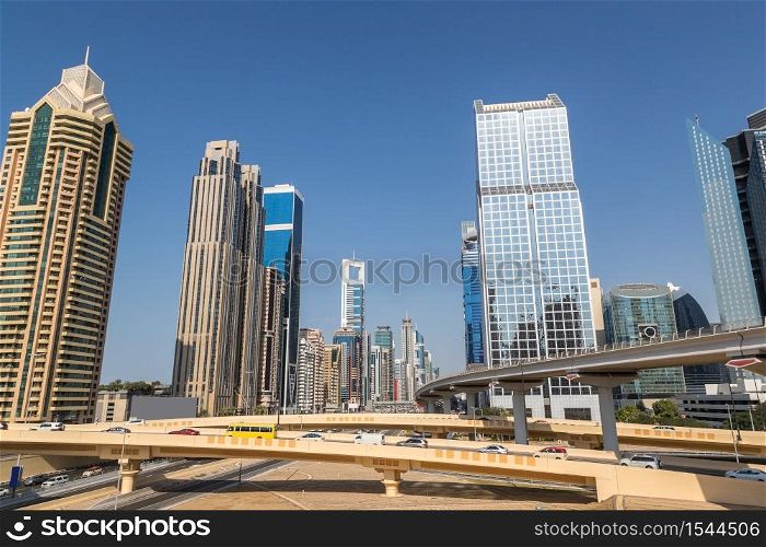 Skyscrapers in Dubai in a summer day, United Arab Emirates