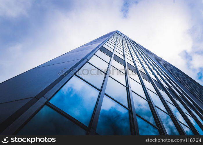 skyscrapers low angle view. glass surface