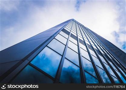 skyscrapers low angle view. glass surface