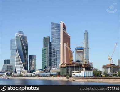 Skyscrapers of Moscow International Business Center (Moscow-City) at Moskva River