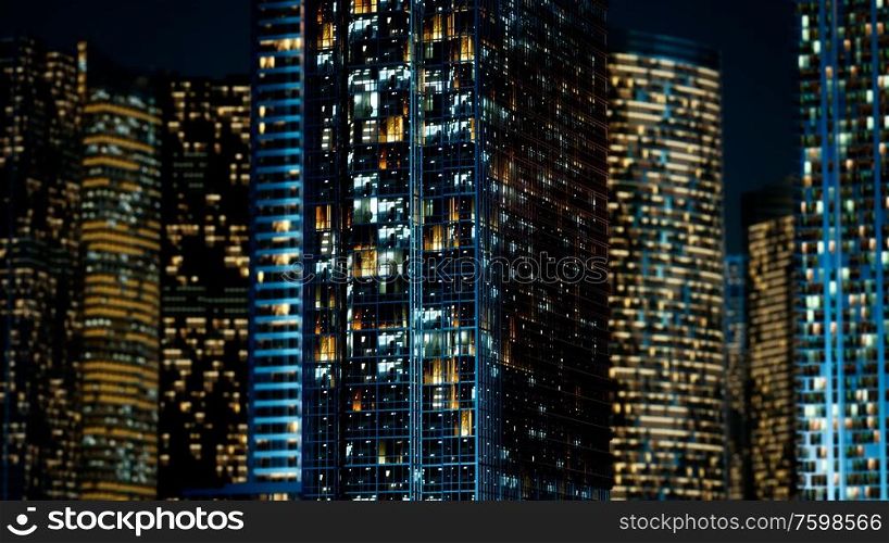Skyscrapper in the business quarter in the night
