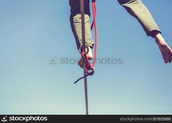 Slacklining is a practice in balance