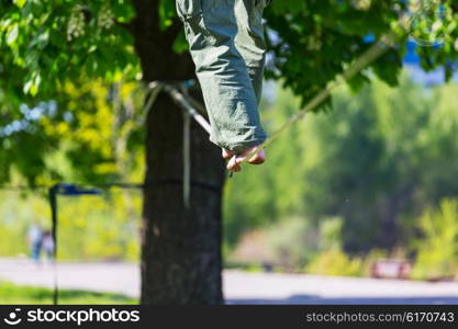 Slacklining is a practice in balance