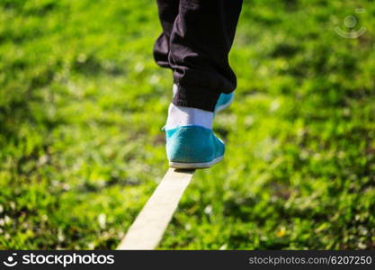 Slacklining is a practice in balance