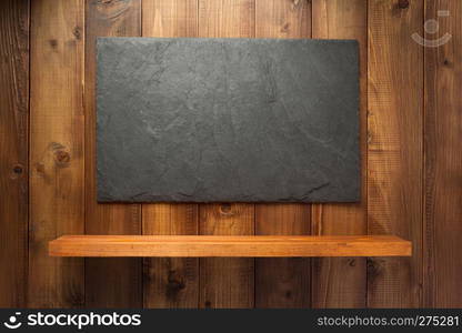 slate stone at wooden background texture