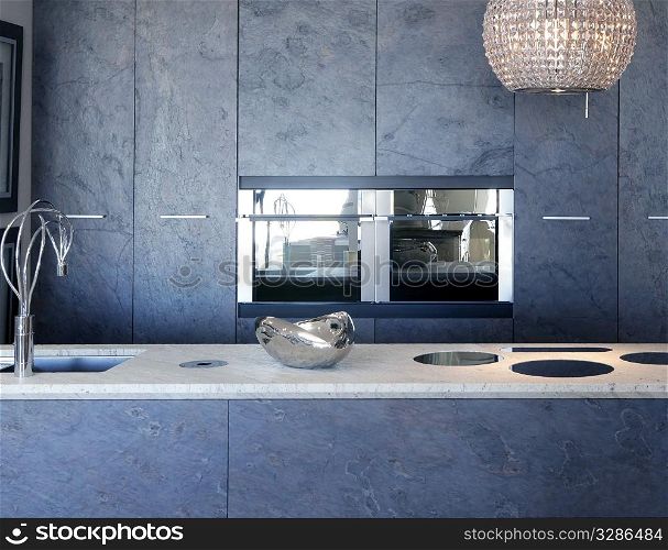 slate stone kitchen forniture marble bench integrated vitroceramic stove