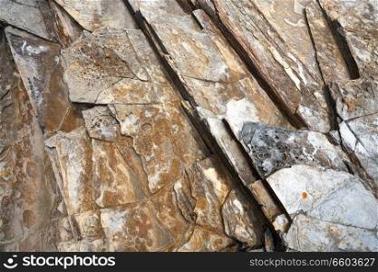 Slate stone texture in Playa las catedrales Ribadeo Galicia Spain
