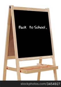 Slate written with the words: back to school, a over white background