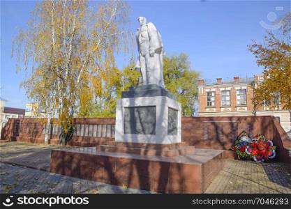 Slavyansk on Kuban, Russia - September 9, 2016: Monument to war liberator of the German invaders during World War II. The monument in the city of Slavyansk on Kuban.. Monument to war liberator of the German invaders during World Wa