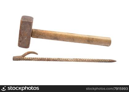 Sledge hammer and iron rod