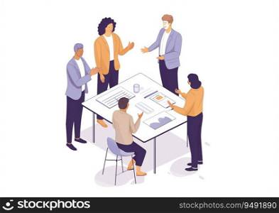 Sleek Isometric Corporate Team Culture Officemate Handshake