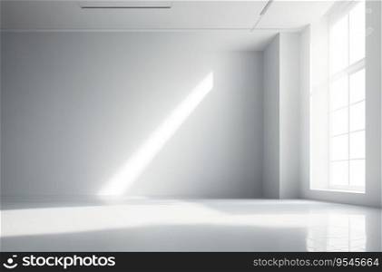 Sleek Light Gray Wall and Reflective Floor. Generative AI.