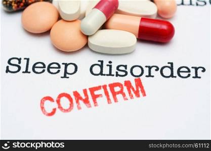 Sleep disorder and pills concept