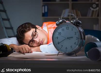 Sleeping architect after late long hours