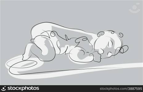 sleeping baby made in 2d software isolated on gray