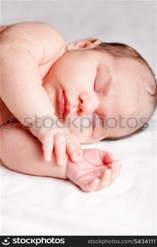 Sleeping newborn baby closeup face