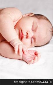 Sleeping newborn baby closeup face