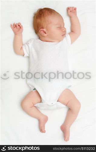 Sleeping Newborn Baby on White Bed Sheet
