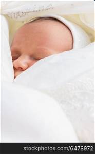 Sleeping newborn baby. Sleeping newborn baby close up portrait