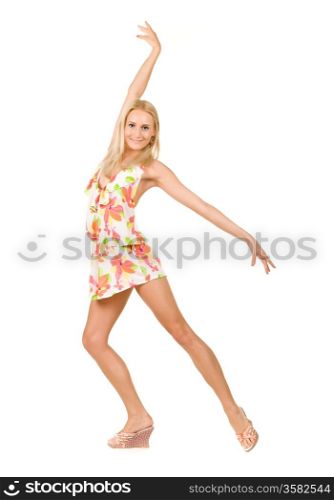 slender girl in a summer dress