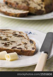 Slice of Barm Brack with Butter